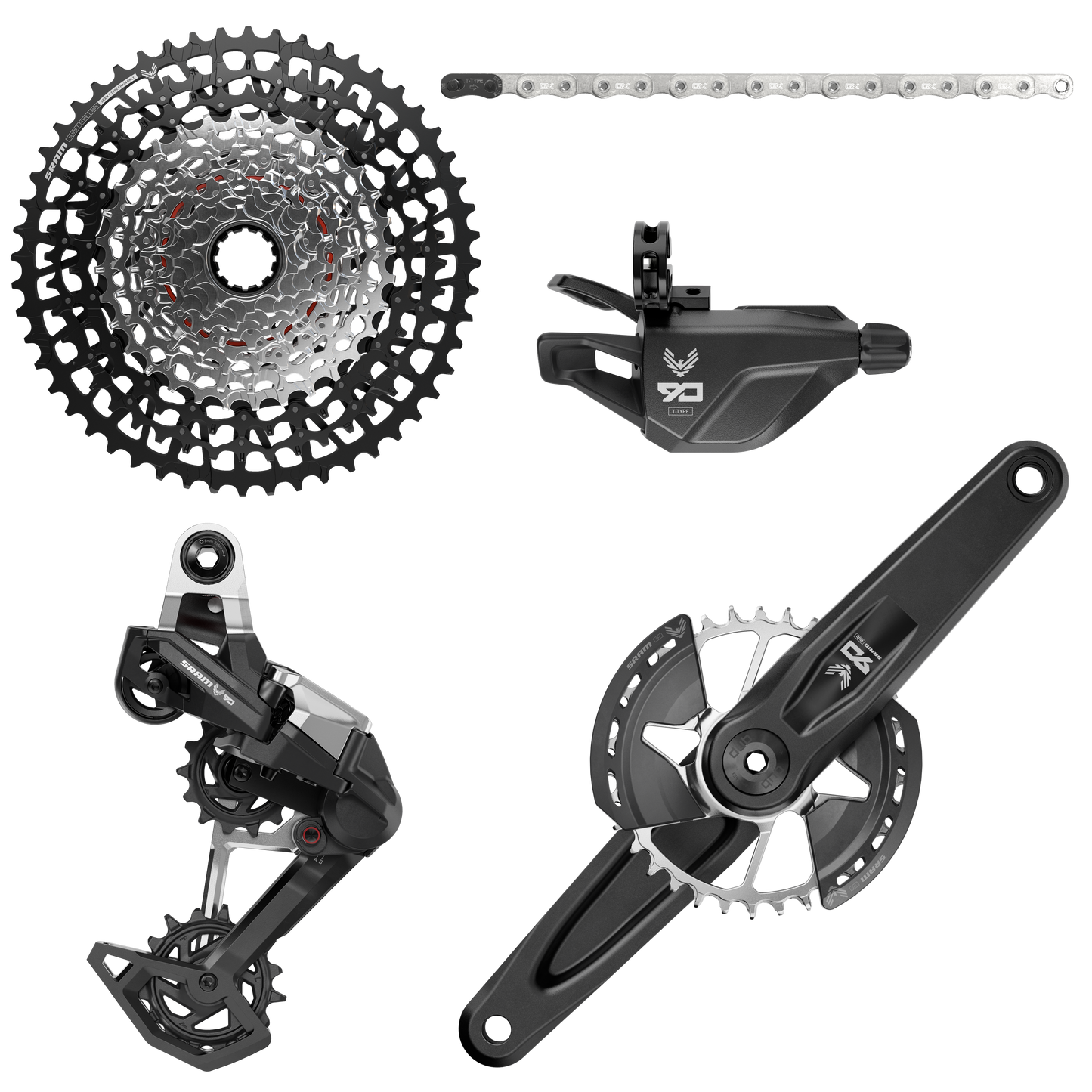 SRM GRUPO EAGLE 90 170MM DUB MTB WIDE 32T (2-GUARDS) (GX T-Type chain 126l, CS XS-1275 BLK 10-52t)