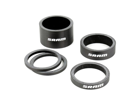 RS KIT ESPACIADOR HORQUILLA CARBON (2.5mm x 2, 5mm x 1, 10mm x 1, 20mm x 1) LOGO SRAM BLANCO