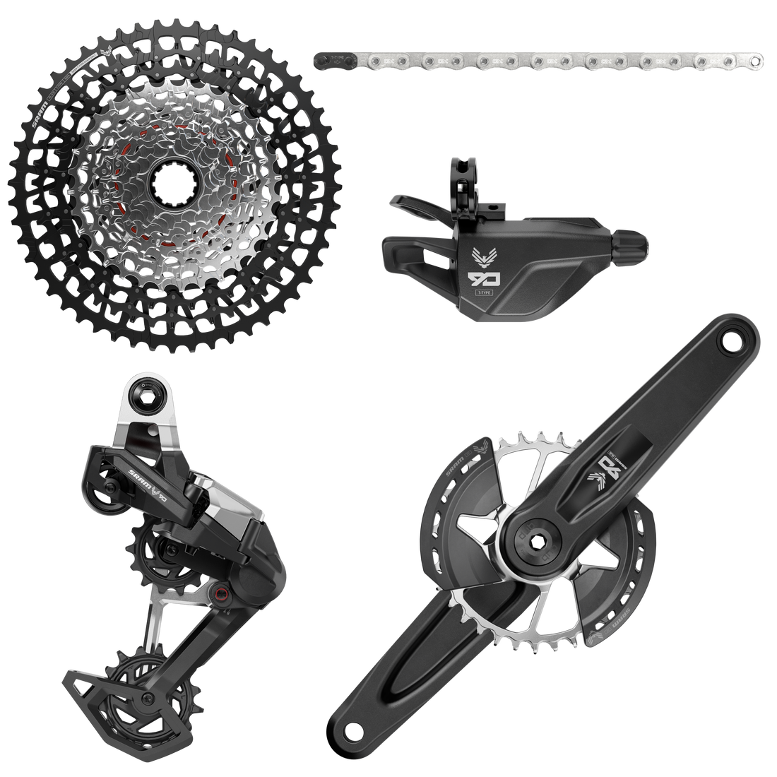 SRM GRUPO EAGLE 90 170MM DUB MTB WIDE 32T (2-GUARDS) (GX T-Type chain 126l, CS XS-1275 BLK 10-52t)