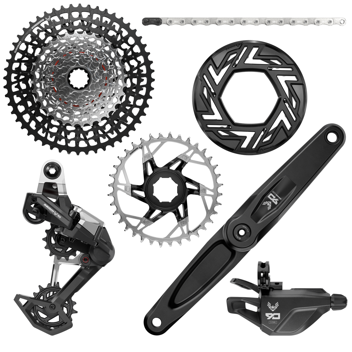 SRM GRUPO EAGLE 90 EMTB BCD (Rear Der, Single Click Trigger wClamp, CR 104BCD T-Type 34T, Clip-on Guard , GX T-Type chain 126l, CS XS-1275 BLK 10-52t)