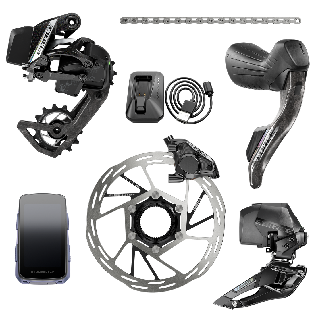 SRM FORCE E-TAP AXS E1 2X GRUPO HIDRO FLAT MOUNT CL CON HAMMERHEAD KAROO